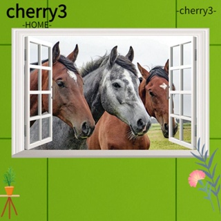 Cherry3 สติกเกอร์ไวนิล ลายสัตว์ม้า สําหรับติดตกแต่งผนังบ้าน ห้องนั่งเล่น