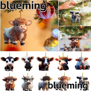 Blueming2 จี้อะคริลิค รูปวัวน่ารัก สําหรับแขวนตกแต่งกระจกมองหลังรถยนต์ ต้นคริสต์มาส