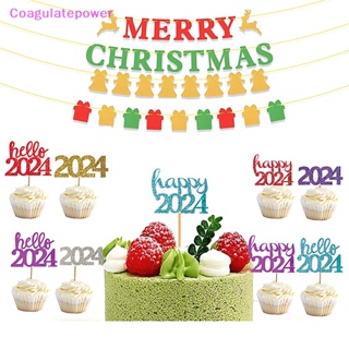 Coa ท็อปเปอร์ไม้จิ้มฟัน ลาย Happy New Year 2024 2024 สําหรับตกแต่งเค้กคริสต์มาส ปาร์ตี้ปีใหม่ 2024 10 ชิ้น