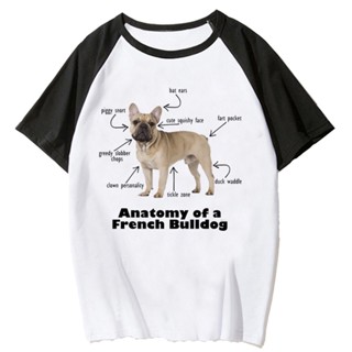 เสื้อยืด พิมพ์ลายอนิเมะ French Bulldog สไตล์ญี่ปุ่น สําหรับผู้หญิง 2000s