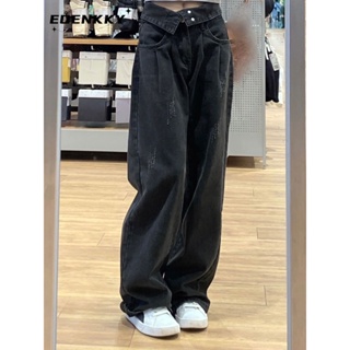 EOENKKY  กางเกงขายาว กางเกงยีสน์ผู้หญิง ทรงหลวม ๆ ตรง Retro Hip Hop Pants 2023 NEW Style  fashion สบาย ins Stylish A27L0FF 36Z230909