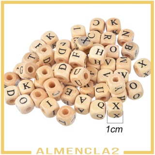 [Almencla2] ลูกปัดไม้ ลายตัวอักษร 10 มม. สีดํา สําหรับทําเครื่องประดับ งานฝีมือ 100 ชิ้น