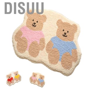 Disuu Bathroom Door Mat Cartoon Style Cute Bear  Cashmere Absorbent Non Slip Floor Mats for Living Room Coffee Table