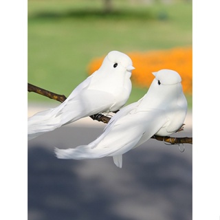 นกปลอม ขนนกโฟม สีขาว สําหรับตกแต่ง 12 ชิ้น