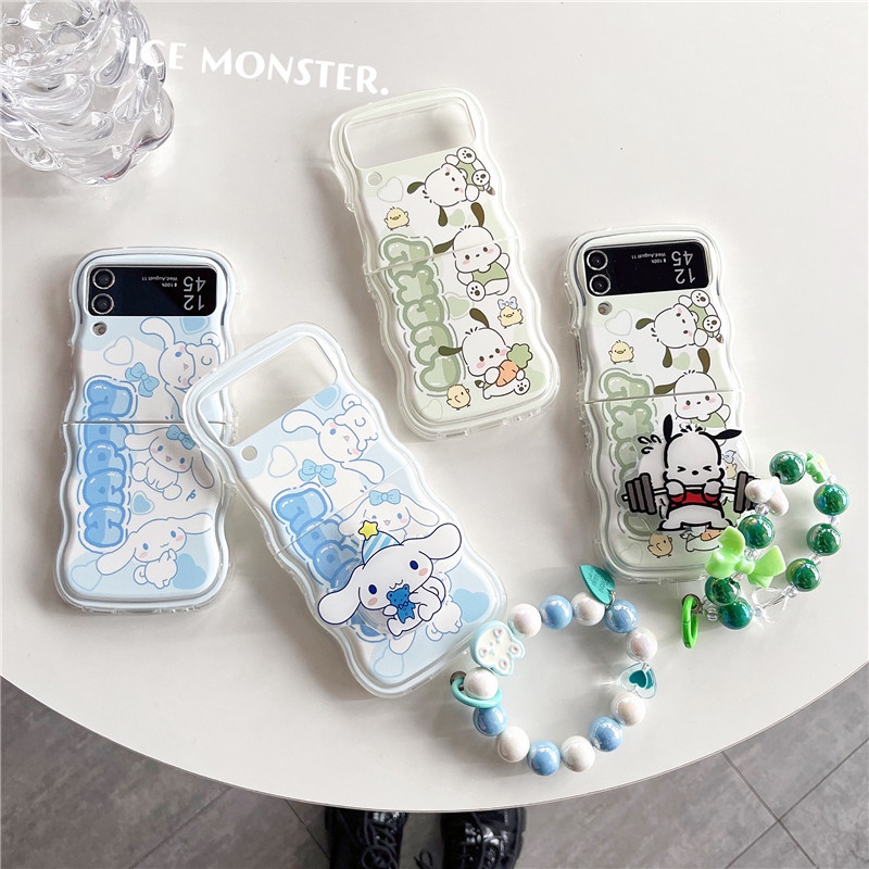 เคสโทรศัพท์มือถือแบบนิ่ม-กันกระแทก-ลายการ์ตูน-pochacco-พร้อมสายโซ่คล้อง-สําหรับ-samsung-galaxy-z-flip5-z-flip-3-flip-4-5g