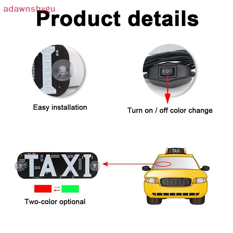 adagu-taxi-ไฟป้ายแท็กซี่-led-สองสี-เปลี่ยนสีได้-2-สี-พร้อมตะขอ-usb-สีแดง-และสีเขียว-usb-th