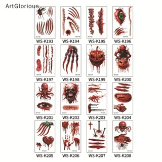 Art สติกเกอร์รอยสัก รอยแผลเป็นจากซอมบี้ 3D กันน้ํา พร้อมรอยสักปลอม ขนาดเล็ก สําหรับปาร์ตี้ฮาโลวีน