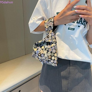 Dahuo กระเป๋าถือ กระเป๋าสตางค์ ผ้าแคนวาส ปักลายดอกไม้ ขนาดเล็ก หรูหรา เหมาะกับกลางแจ้ง