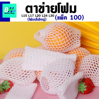 ตาข่ายโฟมห่อผลไม้ L สีขาว (แพ็ค 100)