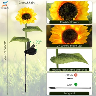 Tl โคมไฟพลังงานแสงอาทิตย์ กันน้ํา รูปดอกทานตะวัน สําหรับตกแต่งสวน กลางแจ้ง 2 ชิ้น
