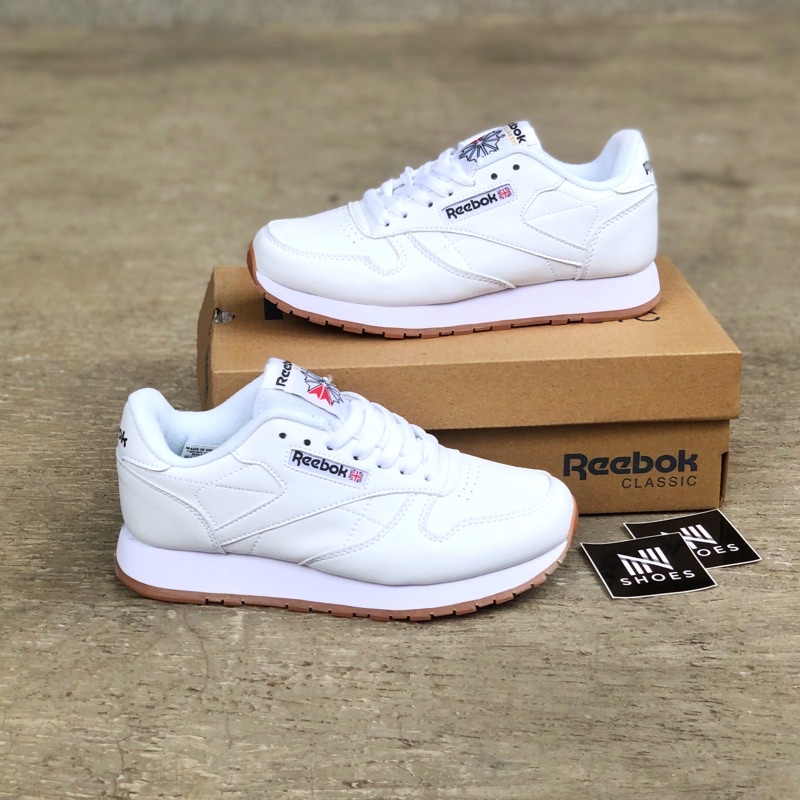 Reebok Classic Leather White Gum Sepatu | Shopee Thailand