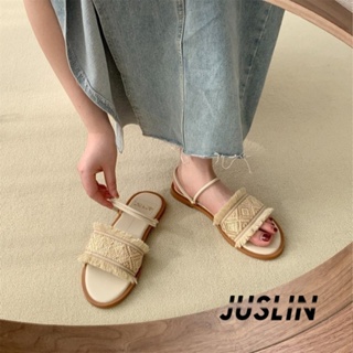 JUSLIN   รองเท้าแตะผู้หญิง ส้นแบน ใส่สบาย สไตล์เกาหลี รองเท้าแฟชั่น 2023 ใหม่  High quality สไตล์เกาหลี Trendy Beautiful B98G0R4 37Z230910