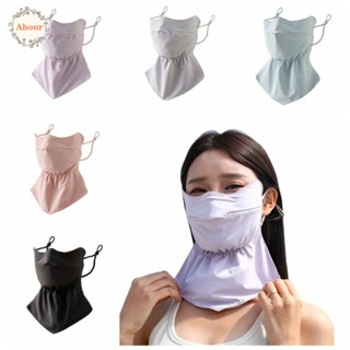 Ahour หน้ากาก ผ้าเรยอน กันแดด สีพื้น สําหรับผู้หญิง