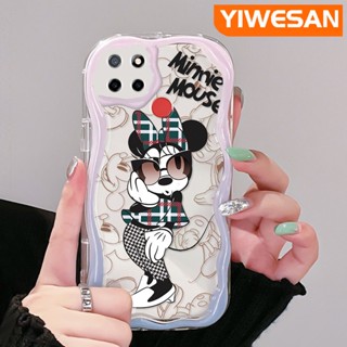 ใหม่ เคสโทรศัพท์มือถือ ซิลิโคนใส กันกระแทก ลายการ์ตูนมินนี่ เวฟบอร์เดอร์ สีครีม แฟชั่น สําหรับ Realme C12 C15 C21 C25 C25s Narzo 20 Narzo 30A Narzo 50A