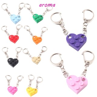 Aroma พวงกุญแจอิฐหัวใจรัก เด็กผู้หญิง ผู้ชาย น่ารัก ของขวัญวันเกิด เครื่องประดับพวงกุญแจรถ แยกส่วนได้ เครื่องประดับ ตัวต่อ หัวเข็มขัด