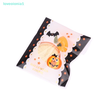 【loveoionia1】ถุงพลาสติกใส่ขนมคุกกี้ ขนมขบเคี้ยว ลาย Happy Halloween สําหรับตกแต่งปาร์ตี้ฮาโลวีน 100 ชิ้น【IA】