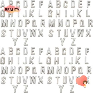 Beauty จี้ตัวอักษร A-Z โลหะผสมสังกะสี สีเงิน สําหรับทําเครื่องประดับ