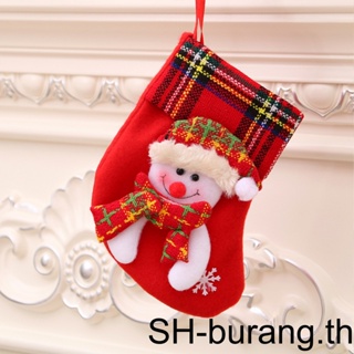 【Buran】ถุงน่อง ลายซานตาคลอส หมี สีแดง น่ารัก สําหรับตกแต่งบ้าน ต้นคริสต์มาส