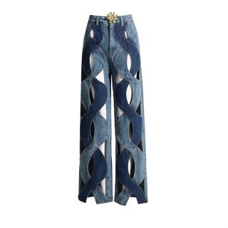 [New product in stock] personalized twisted wide leg pants womens 2023 Autumn New High waist straight tube loose slimming design pants jeans quality assurance STXW