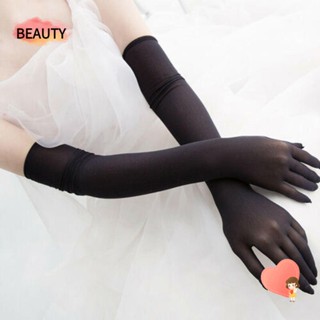 BEAUTY ถุงมือตาข่าย แบบเต็มนิ้วมือ สีโปร่งใส สําหรับผู้หญิง