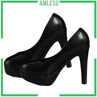 [Amleso] รองเท้าแพลตฟอร์ม ส้นสูง สเกล 1/6 สีดํา สําหรับผู้หญิง 12 นิ้ว
