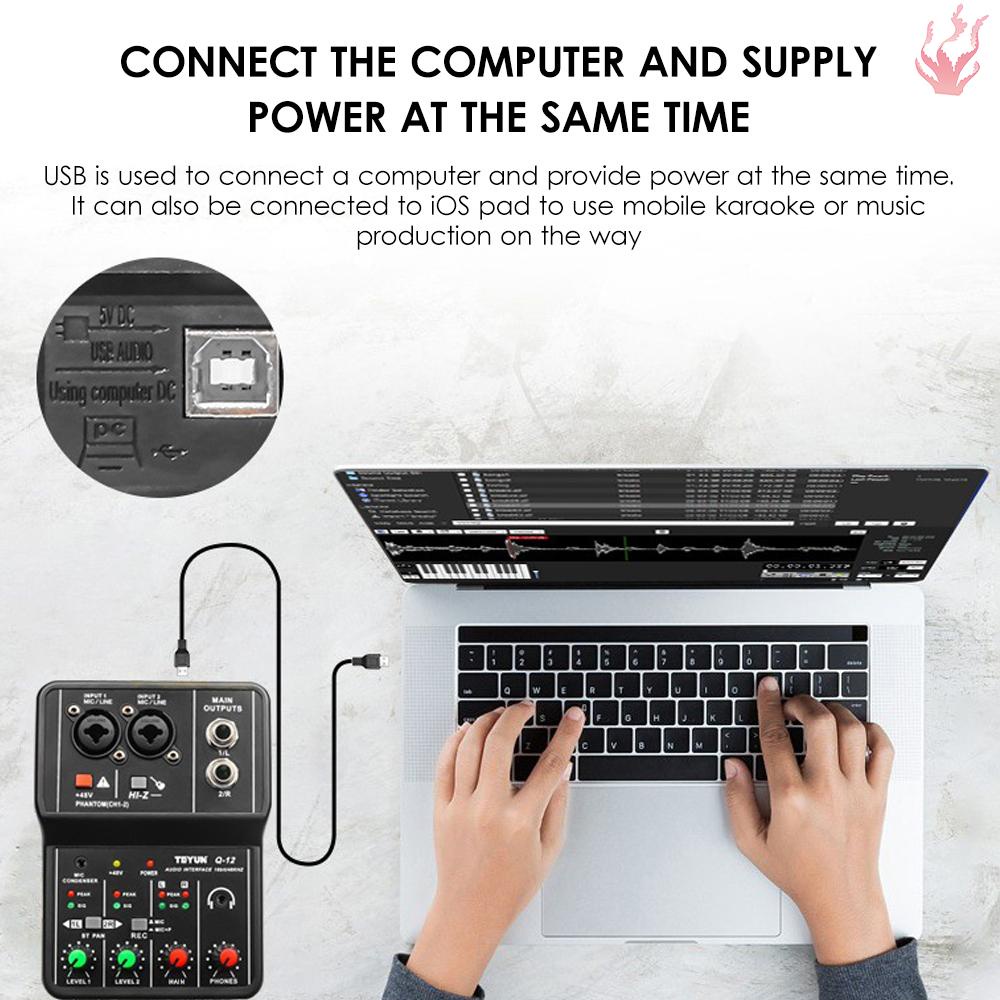 y-audio-การ์ดบันทึกเสียง-16bit-48khz-mini-usb-2-in-amp-2-out-พร้อมสาย-usb-b-48v-สําหรับ-m