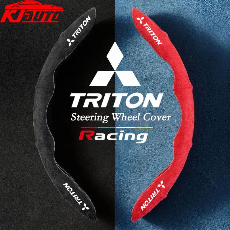 1 คู่ Mitsubishi Triton พวงมาลัยรถฝาครอบป้องกัน Triton G4 KA KB G5 KJ KK KL 2015-UP Racing Suede พวงมาลัย Anti Slip การดูดซึมเหงื่อ