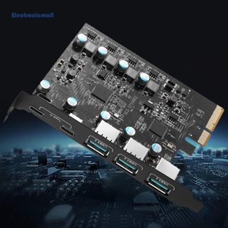 [ElectronicMall01.th] อะแดปเตอร์การ์ดต่อขยาย PCIe X4 เป็น USB 3.2 3x USB3.2 และ TPYC-C 2x รองรับ Windows 7 8 10 (32 64 Bit) Mac OS 10.8.2 15W