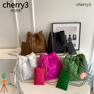 Cherry3 กระเป๋าสะพายไหล่ ผ้าฝ้าย PU ทรงโท้ท ความจุขนาดใหญ่ ใช้ซ้ําได้ สําหรับผู้หญิง