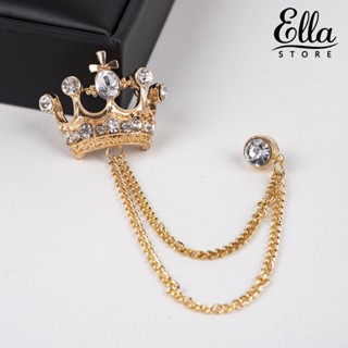 Ellastore123 เข็มกลัดโซ่ รูปมงกุฎ ประดับพู่ สไตล์เรโทร สําหรับผู้หญิง และผู้ชาย