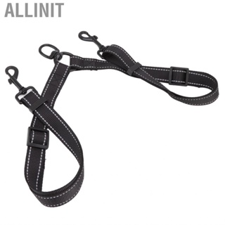 Allinit 2 Dog Leash Black Nylon 360 Degree Reflective Dual Walking Gdt