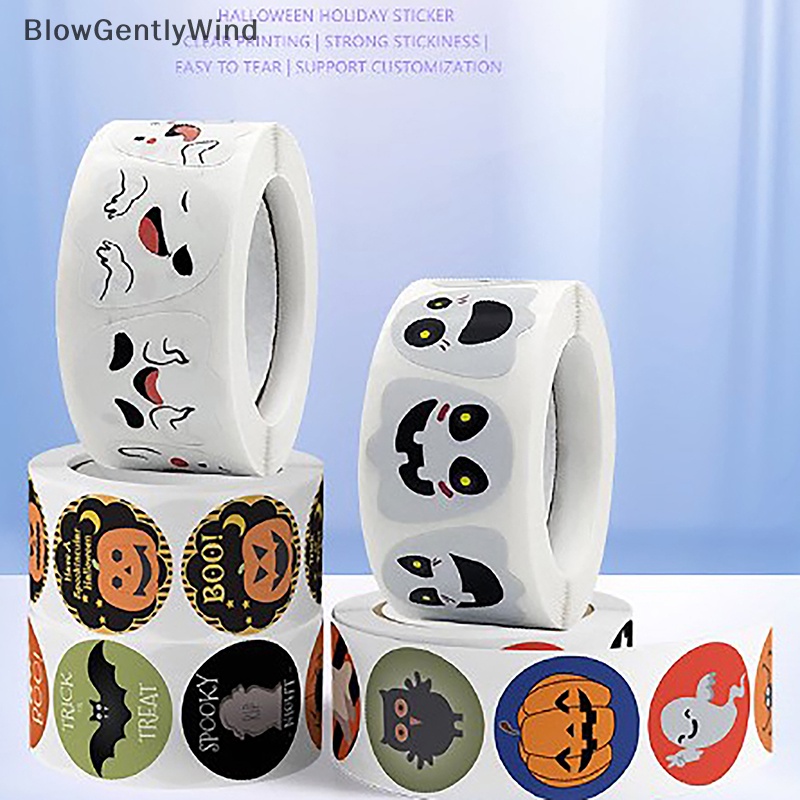 blowgentlywind-สติกเกอร์ฉลาก-ลายฟักทองผี-1-นิ้ว-สําหรับตกแต่งบรรจุภัณฑ์-ปาร์ตี้ฮาโลวีน-500-ชิ้น-bgw
