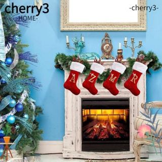 Cherry3 ถุงเท้าคริสต์มาส ลายตัวอักษร สีแดง น่ารัก ขนาดใหญ่ ของขวัญคริสต์มาส