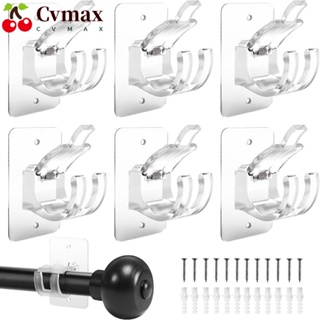 Cvmax ตัวยึดราวผ้าม่าน แบบใส ไม่ต้องเจาะ มีกาวในตัว สําหรับติดผนัง 6 ชิ้น