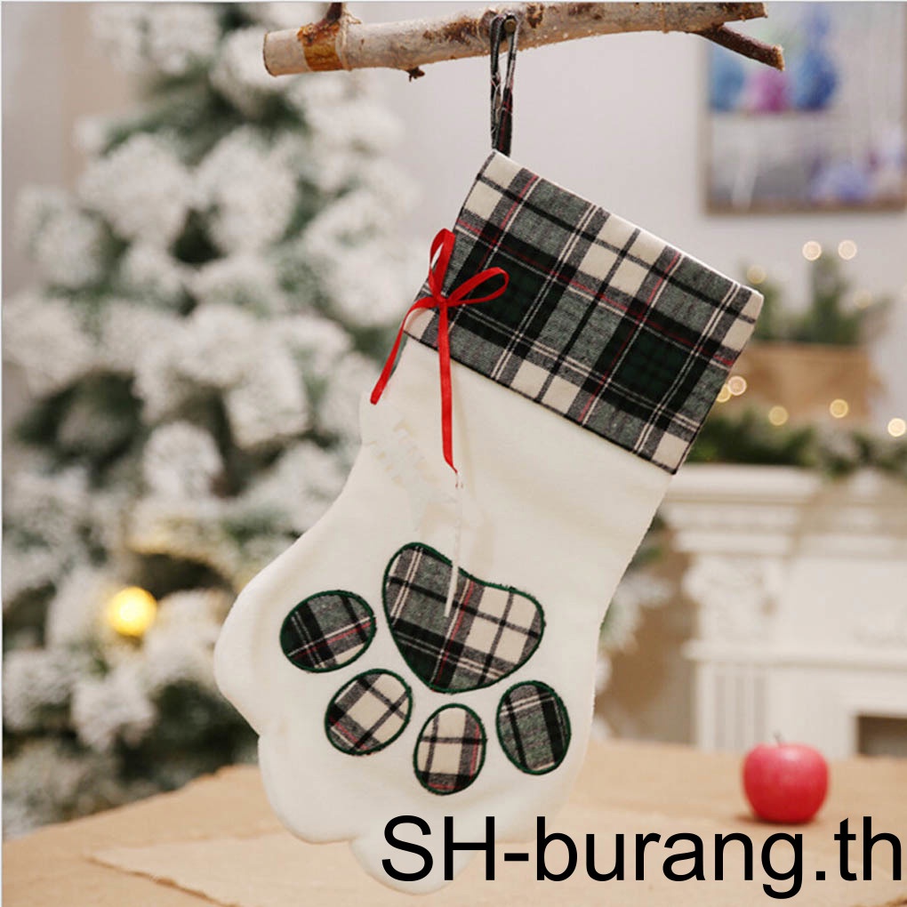 buran-ถุงเท้าคริสต์มาส-ลายสก๊อต-สําหรับสัตว์เลี้ยง