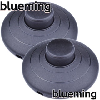 Blueming2 สวิตช์เหยียบเท้า พลาสติก ทรงกลม มีไฟ LED สีดํา 2 ชิ้น