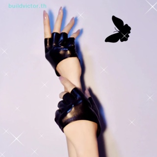 Buildvictor ถุงมือหนัง Pu ไร้นิ้ว สไตล์พังก์ร็อค โลลิต้า ฮาราจูกุ สําหรับเวที ปาร์ตี้ TH