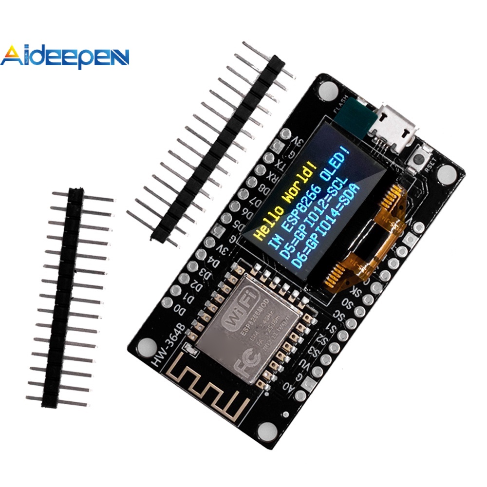 Aideepen ESP8266 NodeMCU บอร์ดโมดูลทดลอง Wifi CH340G หน้าจอ OLED 0.96 ...