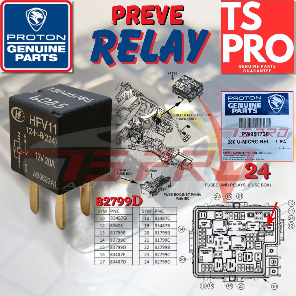 รีเลย์ Proton Preve (280 UMICRO RELAY SPST) 4Pin PW951726 Shopee
