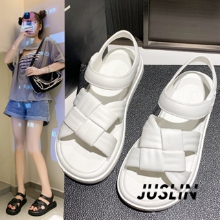 JUSLIN   รองเท้าแตะผู้หญิง ส้นแบน ใส่สบาย สไตล์เกาหลี รองเท้าแฟชั่น 2023 ใหม่  สไตล์เกาหลี สวยงาม Beautiful รุ่นใหม่ B98G0QM 37Z230910