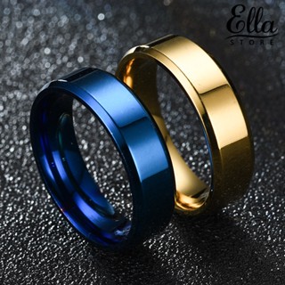 Ellastore123 แหวนหมั้น สเตนเลส กว้าง ป้องกันสนิม เรียบง่าย เครื่องประดับแฟชั่น สําหรับผู้ชาย