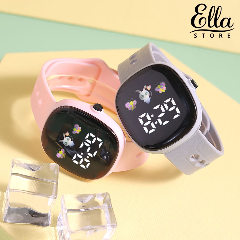 ellastore123-นาฬิกาข้อมืออิเล็กทรอนิกส์-led-สายซิลิโคนนิ่ม-ทรงสี่เหลี่ยม-กันน้ํา-สามารถปรับได้-เหมาะกับของขวัญวันเกิด-สไตล์สปอร์ต-สําหรับเด็กผู้ชาย-และผู้หญิง