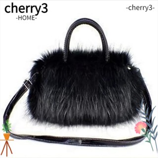 Cherry3 กระเป๋าถือ กระเป๋าสะพายไหล่ ผ้ากํามะหยี่ขนนิ่ม มีซิป ขนเฟอร์ หลากสีสัน สําหรับสตรี