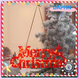 Daphs สายไฟ จี้ตัวอักษร Merry Christmas สีแดง สําหรับแขวนตกแต่งต้นคริสต์มาส