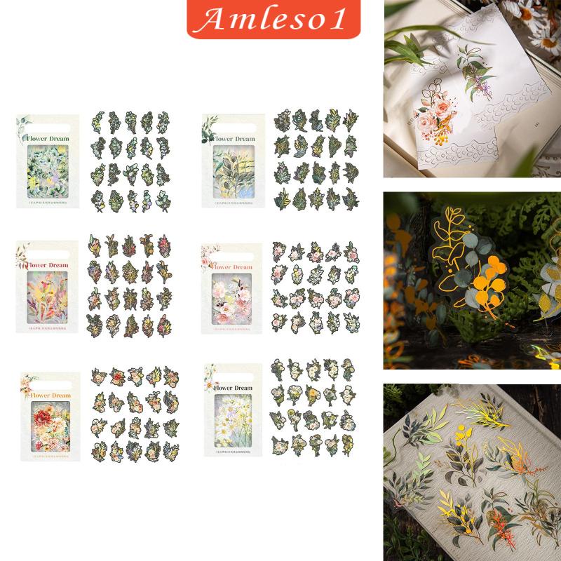 amleso1-สติกเกอร์-pet-ลายพืช-สําหรับตกแต่งการ์ดรูปภาพ-แพลนเนอร์-40-ชิ้น