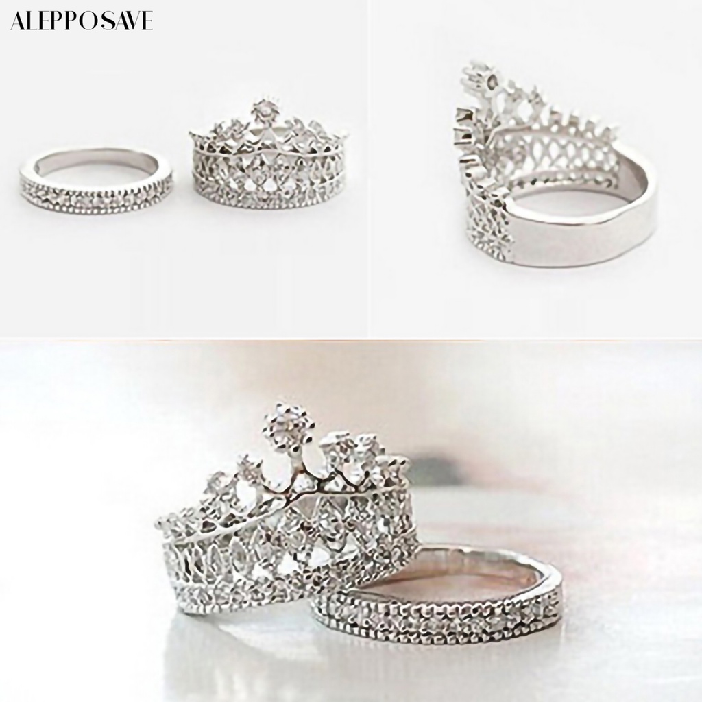 ชุดแหวนแต่งงาน-อัลลอย-ลายมงกุฎ-ประดับเพชรเทียม-สําหรับผู้หญิง-2-ชิ้น