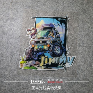 B113 ใหม่ สติกเกอร์สะท้อนแสง ลายการ์ตูน Jimny สําหรับติดตกแต่งยานพาหนะ รถจักรยานยนต์