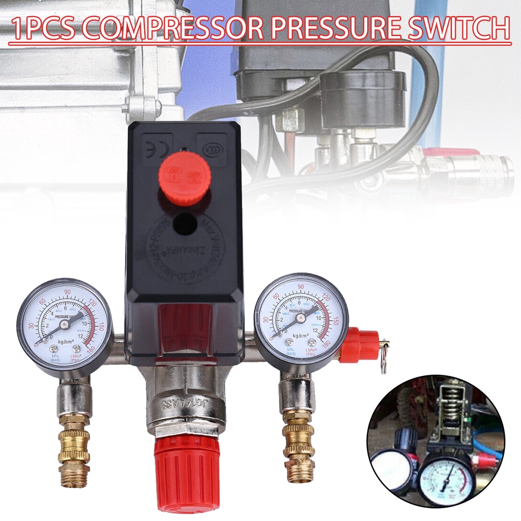 Air Compressor Pressure Switch Control Valve Manifold Regulator Gauges