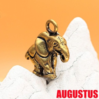 Augustus จี้พวงกุญแจ รูปช้างนําโชค ทองเหลือง สไตล์วินเทจ เครื่องประดับ สําหรับห้อยกระเป๋า กุญแจรถยนต์ ผู้ชาย