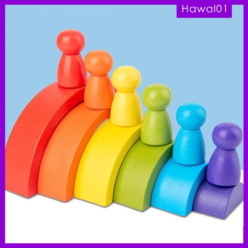 [Hawal] บล็อคตัวต่อไม้ สีรุ้ง ขนาดใหญ่ ของเล่นเสริมการเรียนรู้เด็ก ...